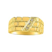 Rylos Mens Rings 14K White Gold or 14K Yellow Gold Ring with Genuine Sparkling Diamonds - Designer Brick Style Rings For Men Men's Rings Gold Rings Sizes 6,7,8,9,10,11,12,13 Mens Jewelry