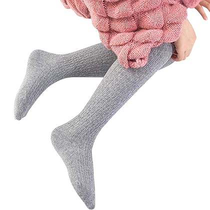 vanberfia Baby Girls Tights Cable Knit Leggings Stockings 3 Pack Pantyhose Infants Toddlers 2-10T…