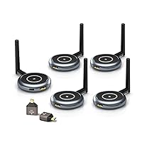 AIMIBO Wireless HDMI Transmitter & 4 Receivers, Multiple TVs/Screen, 5G HDMI Wireless Extender, 1080P@60Hz, 165FT/50M, App Screen Monitoring for Laptop, Camera, TV Box to TV, Projector,Phone (1TX+4RX)