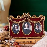 European Vintage Resin Picture Frame Oval Collage Photo Frame Display Three 3inch Photos Rustic Picture Frame Image Holder Antique Retro Art Decoration Tabletop Ornaments Home Wall Decor