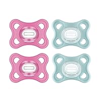 MAM Comfort Pacifiers, Newborn Pacifiers, 2 Count, MAM Pacifiers 3-12 Months, Best Pacifier for Breastfed Babies, Girl Silicone Pacifier