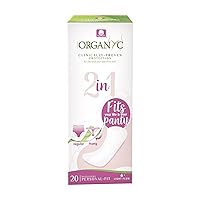 Organyc 100% Certified Organic Cotton 2 in1 Personal-Fit Regular Panty Liner + Thong, Light Flow, 20 Count