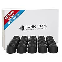 Memory Foam Earbud Tips - Premium Noise Isolation, Replacement Foam Earphone Tips, 20 Pack for in Ear Headphone Earbuds (SF2 Medium, Black)