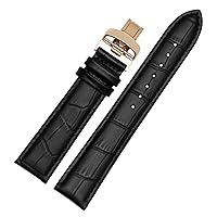 Genuine Leather watchband for Mido Multifort M005 Series M005930 Wristband 23mm withstainless Steel Butterfly Buckle (Color : 10mm Gold Clasp, Size : 18mm)