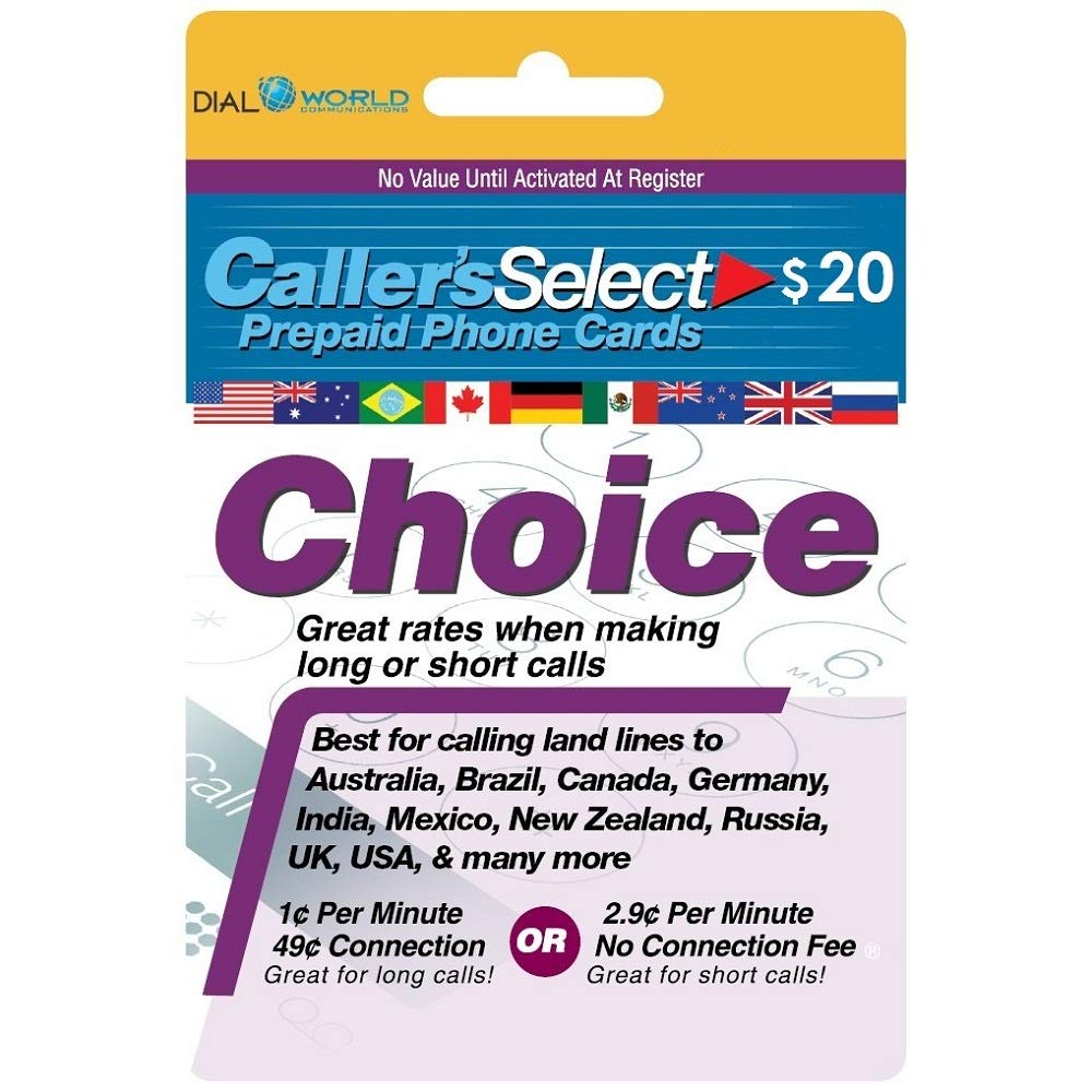 Up to 1951 Minutes Caller's Select Choice Phone Calling Card for Cheap USA Domestic & International Long Distance Calls