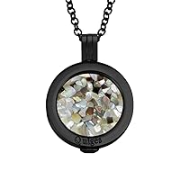 Quiges 70cm Necklace Stainless Steel Set with Pendant and 25mm Small Pebbles Shell Coin