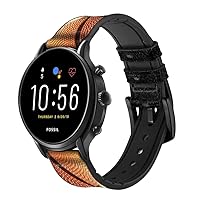 CA0136 Basketball Sport Leather Smart Watch Band Strap for Fossil Womens Gen 5E, Womens Gen 4, Hybrid Smartwatch HR Charter Size (18mm)