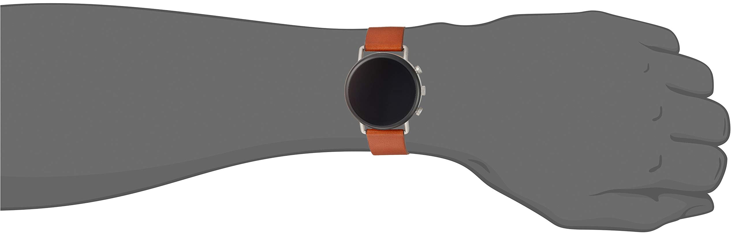 Skagen Connected Falster 2 Stainless Steel and Leather Touchscreen Smartwatch, Color: Silver, Brown (Model: SKT5104)