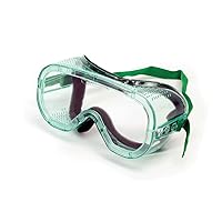Flexible, Soft, Direct Vent, Protective Safety Goggle, Green-Tinted Body, Anti-Fog Coating, Clear Lens, Black Adjustable Strap, S81310