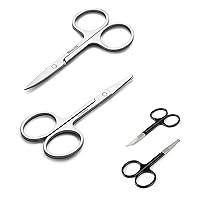 Facial Hair Small Grooming Scissors For Men Women Silver and Black Combo Set