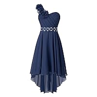 CHICTRY Chiffon One Shoulder Flower Girl Kids Junior Long Bridesmaid Wedding Party Gown Dresses