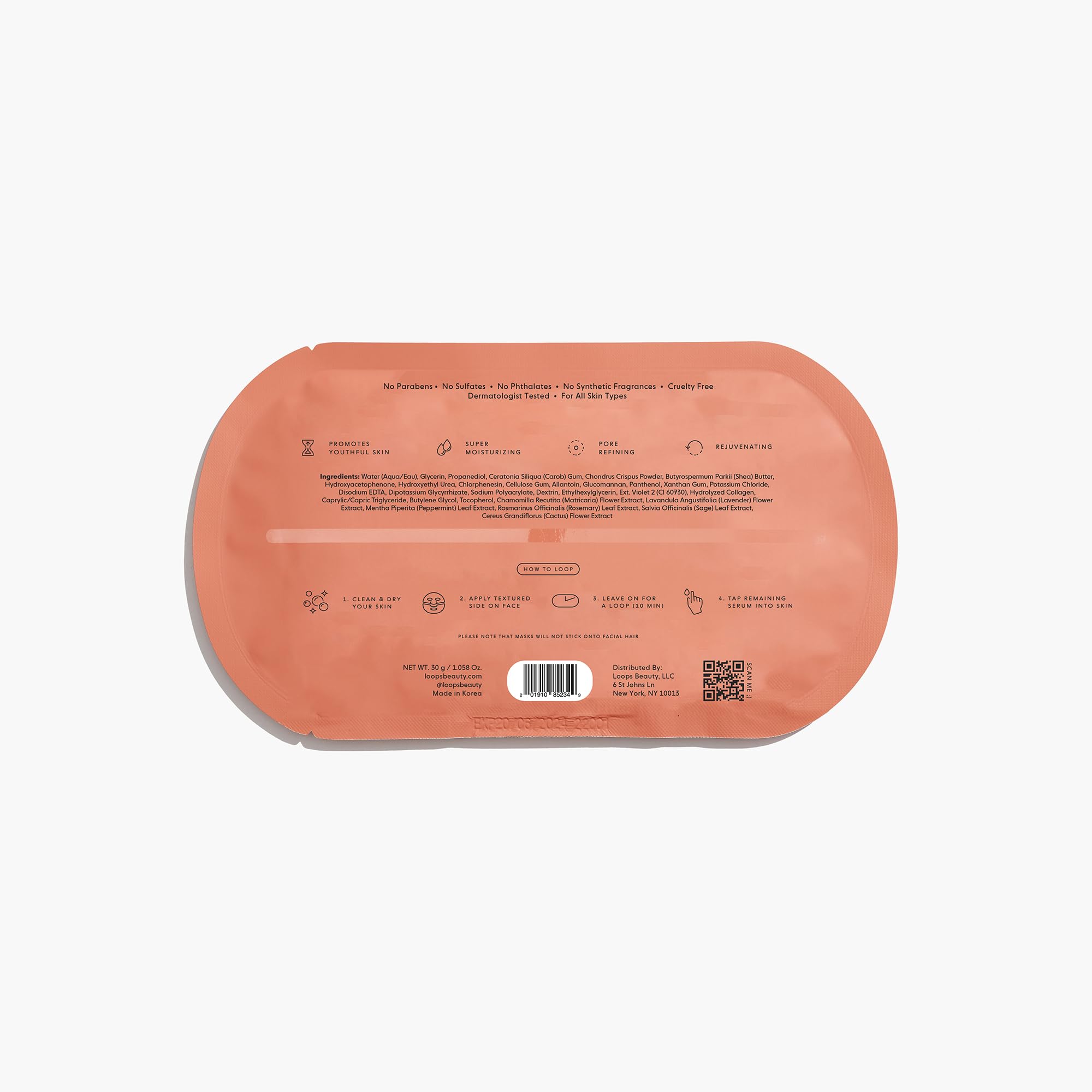 LOOPS WEEKLY RESET - Rejuvenating Hydrogel Eye Mask - Brighten, Hydrate, Nourish and Help Reduce Wrinkles for Refreshed Eyes - Reduces Signs of Puffiness - For Resilient-Looking Skin - 1 Pc