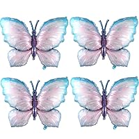 Butterfly Balloons 4 Pieces 40inch Blue Purple Butterfly Foil Mylar Balloons for Butterfly Themed Party Wedding Birthday Baby Shower Party Decoration (Blue)