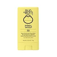 Kids SPF 50 Clear Sunscreen Face Stick | Wet or Dry Application | Hawaii 104 Reef Act Compliant (Octinoxate & Oxybenzone Free) Broad Spectrum UVA/UVB Sunscreen | 0.53 oz