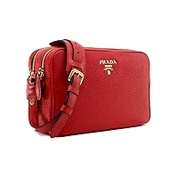 Prada Women's Red Vitello Phenix Leather Crossbody Handbag 1BH079