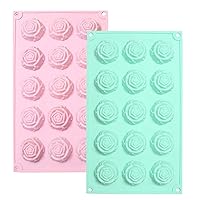 Flower Silicone Mold 2Pcs Candy Mold Food Grade Non-Stick Chocolate Mold Rose Ice Cube Molds for Baking Jelly Cake Making Supplies