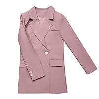Women's Elegant Lapel Belted Long Blazer 2023 Fall Long Sleeve Self Tie Waist Blazer Dressy Mini Dress for Work