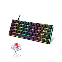 VIMUKUN 60% Mechanical Gaming Keyboard,RGB Backlit Wired Ultra-Compact Mini Keyboard, Waterproof 61 Keys Keyboard with Red Switch for Windows Laptop/PC/Mac