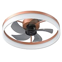 Ceiling Fan With Remote Control Memory Functions 21dB Low Noise 6 Adjustable Speeds Dimmable Led Ceiling Fan For Hallways Balconies Patios rose gold
