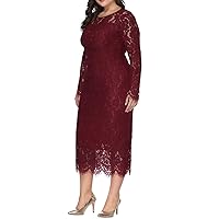 Women's Casual Long Sleeve Plus Size Long Dresses for Bride Bridesmaid Wedding Wear,Pink,Blue, Wine Red to Choose
