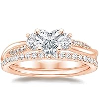 1 CT Heart Cut Engagement Ring Accented Prong Setting Moissanite Ring Promise Gifts for Her Matching Wedding Ring