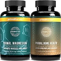 Magnesium Supplement & Bone Health Supplements for Women and Men by Primal Harvest - Joint Support Capsules and Calcium Carbonate Pills Bundle…