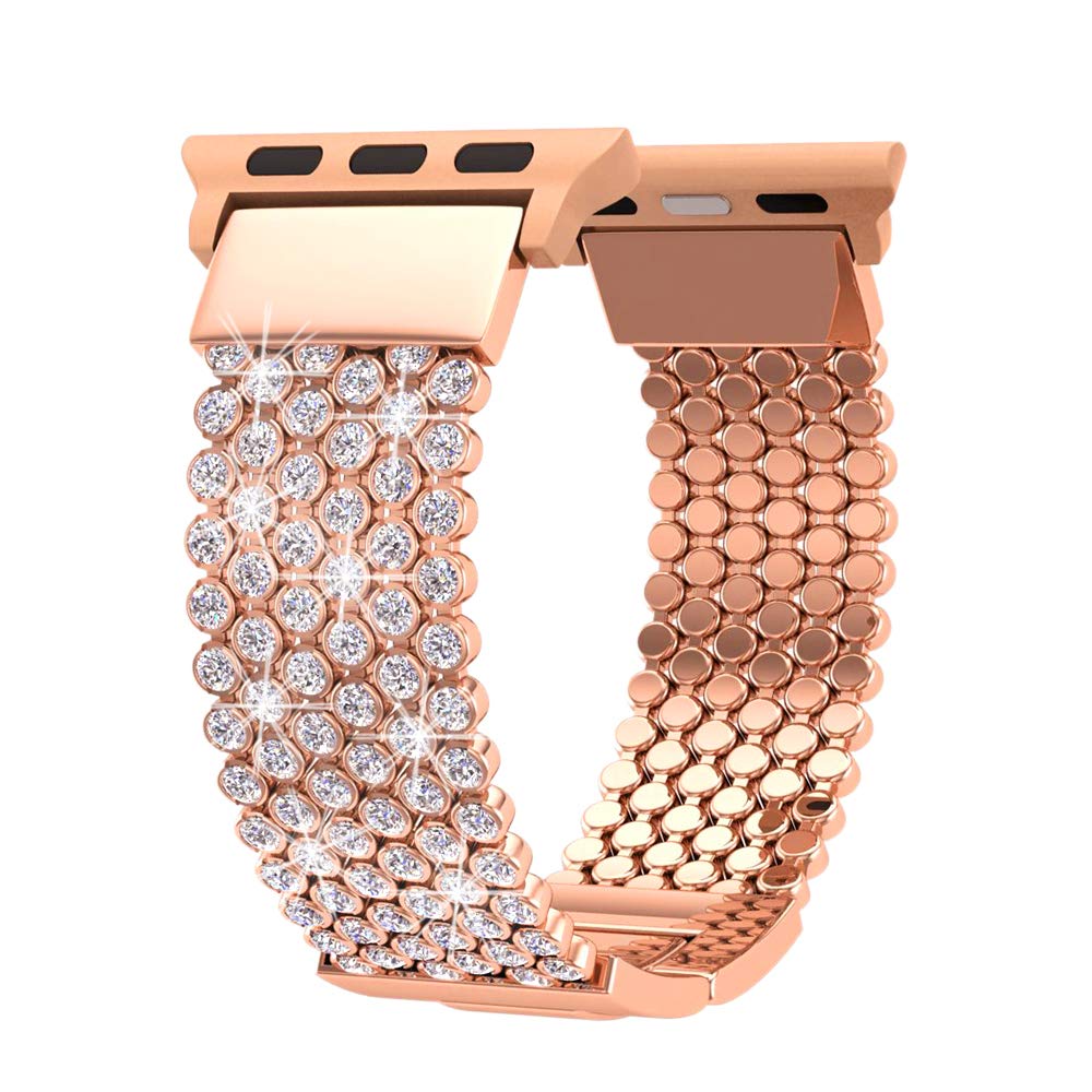FresherAcc Compatible with Apple Watch Band 41mm 40mm 38mm 42mm 44mm 45mm 49mm iWatch Bands Series Ultra 8 7 SE 6 5 4 Women Girls, Crystal Rhinestone Replacement Strap, Mesh Chain Jewelry Wristband