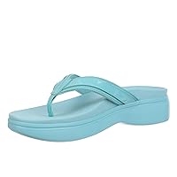 Vionic Women's Sunrise High Tide II Toe-Post Platform Sandal- Supportive Ladies Leather Walking Sandals That Include Three-Zone Comfort with Orthotic Insole Arch Support, Medium and Wide Fit, Sizes 5-12