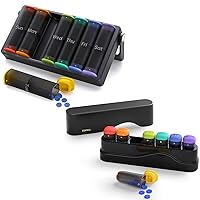 Weekly Pill Organizer Twice a Day(Black) and Weekly Pill Box Once a Day(Black)