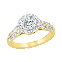 DGOLD 10kt Gold Round White Diamond Elegant Promise Ring (1/2 cttw)