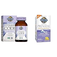 Garden of Life Prenatal Multivitamin Bundle with Vitamin Code Raw 180 Capsules Prenatal DHA Omega 3 Fish Oil 60 Softgels