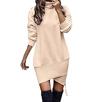 2023 Women's Winter Shirt Dress Casual Batwing Sleeve Lapel Polka Dot Shift Dress Tiered Flowy Mini Tunic Dress