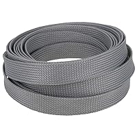 Othmro 16.4ft Length Expandable PET Flexible Braided Cable Sleeves 0.62in Width Wire Loom Sleeving and Organizers Flexible Wire Mesh Sleeves for TV Audio PC Computer Cords from Pet Chewing Grey