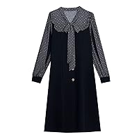 Women's Dress Long Sleeve Floral Loose Casual Dress with Pocket Stitching Bow Waist Long Autumn.