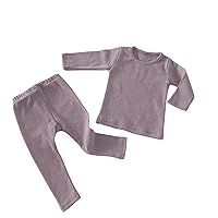 Kid Tracksuit Boy Newborn Infant Baby Girls Boys Autumn Solid Cotton Long Sleeve Long Pants Baby (Purple, 6-12 Months)