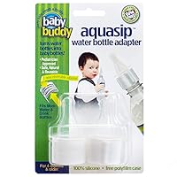 Baby Buddy AquaSip Silicone Water Bottle Spout Adapter, Spill Proof, Reusable, and BPA Free, White, 2 Pack