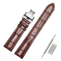 Genuine Leather Band Alligator and Cowhide Replacement Deployment Buckle Watch strap18mm to 24mm Crocodile Leather Strap for Men's and Women's