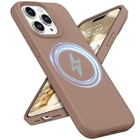 YINLAI Case for iPhone 15 Pro Max 6.7-Inch, Magnetic [Compatible with Magsafe] Brown Liquid Silicone Soft Rubber Women Girls Men Slim Shockproof Protective Phone Cover 2023, Khaki