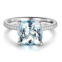 Promise Gemstone natural Aquamarine 14K White Gold Inlay 0.15ct Diamond in South Africa Wedding Engagement Ring For Women