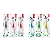 RADIUS Totz Toothbrush Extra Soft for Children 18 Months & Up - Pack of 3 Purple Pink Coral & 3 Green Blue Sparkle