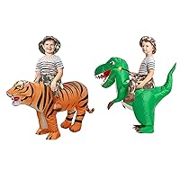 GOOSH 48 INCH Inflatable Costume for Kids Halloween Costumes Boys Girls Dinosaur Rider and Tiger Rider