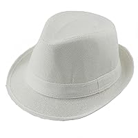 Child Linen Fedora Hat Boy Girl Jazz Cap Kids Straw Sun Cowboy Hat