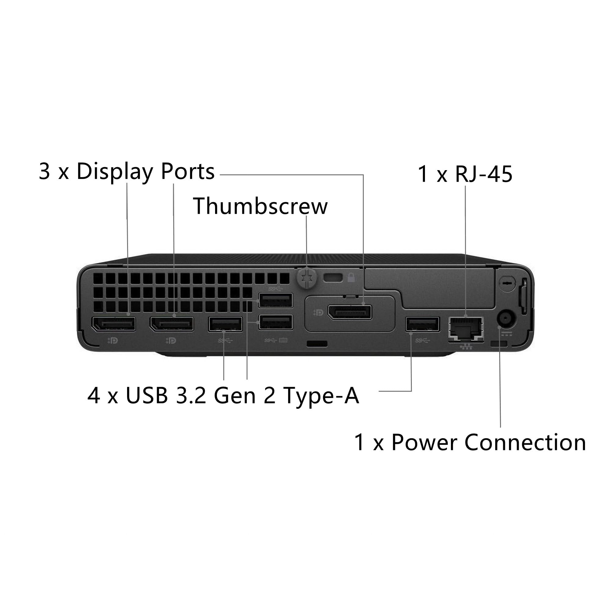 HP ProDesk 600 G6 Mini Business Desktop, Intel Core i7-10700T, 16GB RAM, 512GB PCIe SSD, Wi-Fi 6, Bluetooth, Wired KB & Mouse, DisplayPort, RJ45, Windows 11 Pro, Black