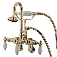 Bestway Store Elements of Design DT3012CL Hot Springs Wall Mount Clawfoot Tub Filler with Hand Shower, Polished Brass