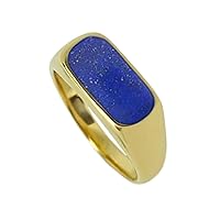 Generic Afghani Lapis Ring, Gold Lapis Lazuli Ring, 92.5% Sterling Silver Ring, Signet Ring, Blue Lapis Ring, Birthstone Ring, Gift Ring for Unisex, Artisan Crafted Jewelry