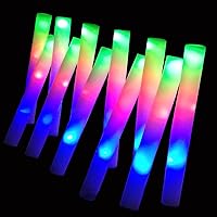 Foam Glow Sticks Bulk 100 Pack,3 Modes Flashing LED Light Sticks Glow in The Dark Party Supplies Light Up Toys for Parties Wedding Birthday Concert Christmas Halloween