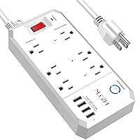 6ft Extension Cord Smart Plug Surge Protector - NUOZHI WiFi Power Strip with 3 Smart Outlets and 3 Always on outlets and 4 USB Ports(Smart 3.4A Total), 1250W/10A, White