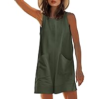 XIEERDUO Rompers For Women 2024 Summer Sleeveless Loose Fit Vacation Outfits Overall Jumpsuits Jumpers Shorts With Pocket