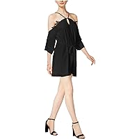 Womens Lace-Applique Off-Shoulder Dress, Black, XX-Large
