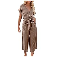 Flowy Golf Plus Size Overalls for Women Summers Casual Pleated Flex Expandable Waist Comfortable Light Graphic